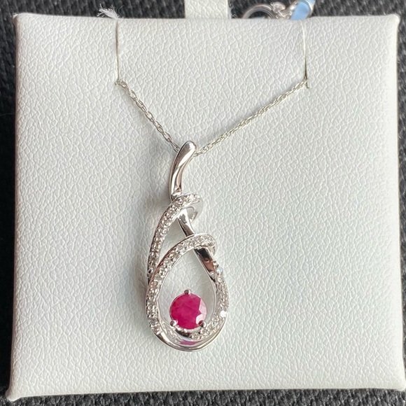 Ruby Diamond Pendant Necklace - Picture 1 of 5